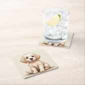 Welpen-Untersetzer (Golden Retriever) Rechteckiger Pappuntersetzer (Vor Ort)