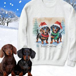 Welpen Weihnachten Dackel Wurst Hund Welpen Sweatshirt