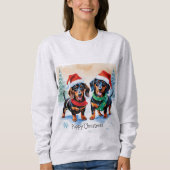 Welpen Weihnachten Dackel Wurst Hund Welpen Sweatshirt (Vorderseite)