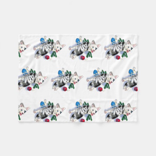 Welpen Weihnachten Fleecedecke (Vorderseite (Horizontal))