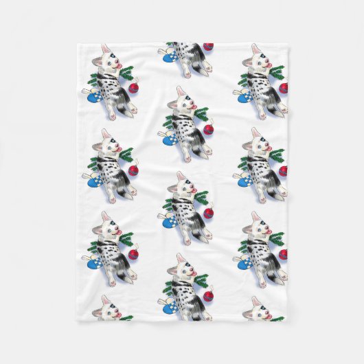 Welpen Weihnachten Fleecedecke (Vorderseite)