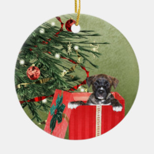 Welpen Weihnachten Keramikornament