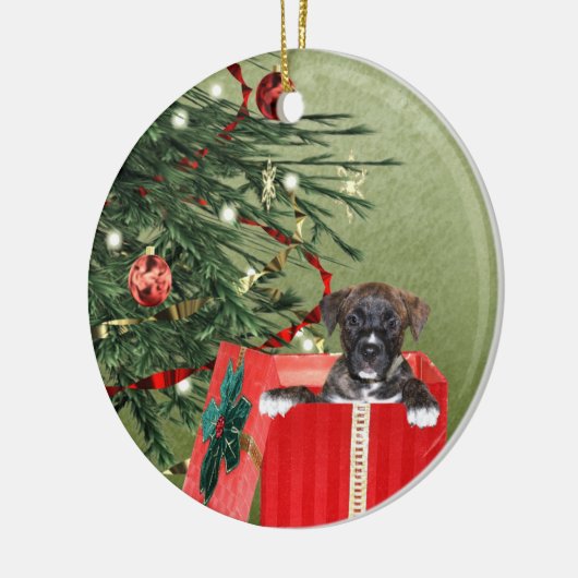 Welpen Weihnachten Keramikornament (Links)