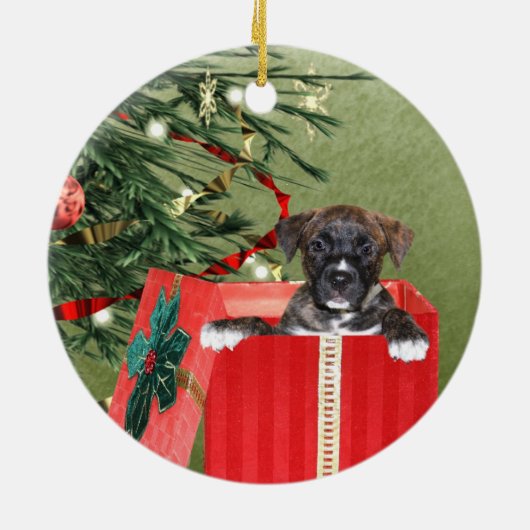 Welpen Weihnachten Keramikornament (Hinten)