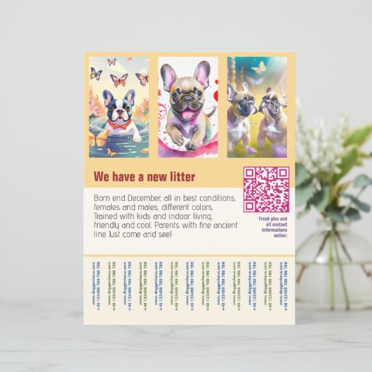 Welpen zum Verkauf Flyer mit QR-Code orange (Stehend Vorderseite)