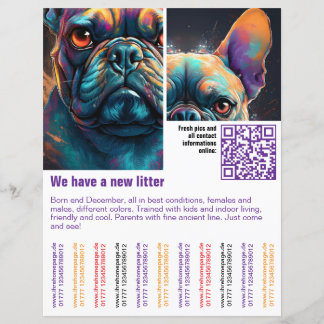 Welpen zum Verkauf Flyer Vorlage QR-Code
