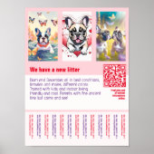Welpen zum Verkauf Plakat mit QR-Code rot (Vorne)
