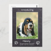 Welpenankündigung - Chalkboard New Puppy Dog Postkarte (Vorne/Hinten)