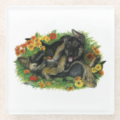 Welpengarten Glasuntersetzer (Vorderseite)