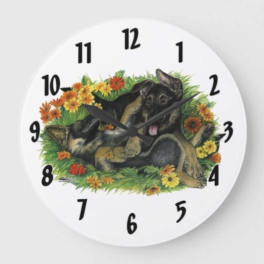 Welpengarten Große Wanduhr (Vorderseite)