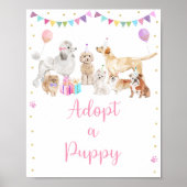 Welpenhühner Pink Girl Adoptiere ein Welpenzeichen Poster (Vorne)