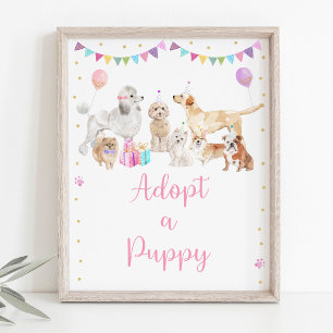 Welpenhühner Pink Girl Adoptiere ein Welpenzeichen Poster