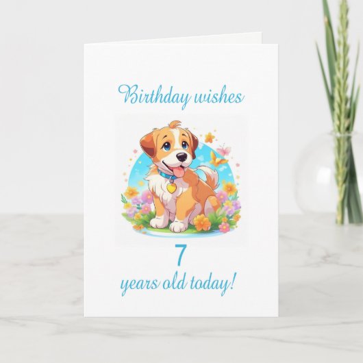 Welpenhund 7. Geburtstag Karte (Vorderseite)