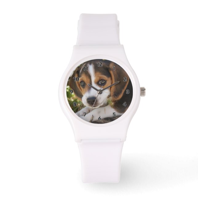 Welpenhund-Beagle Armbanduhr (Vorderseite)