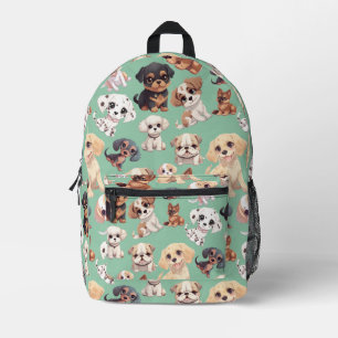 Welpenhund blass grün bedruckter rucksack