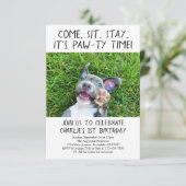 Welpenhund Geburtstagsparty Foto Einladung (Stehend Vorderseite)