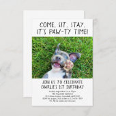 Welpenhund Geburtstagsparty Foto Einladung (Vorne/Hinten)