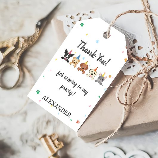 Welpenhund Geburtstagsparty Geschenkanhänger