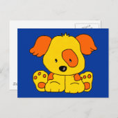 Welpenhund, gelb, orange postkarte (Vorne/Hinten)