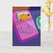 Welpenhund im Bett Grußkarte Karte (Gelbe Blume)