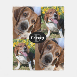 Welpenhund Lover 4 Fotos Name & Monogramm Custom Fleecedecke