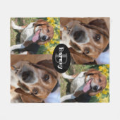Welpenhund Lover 4 Fotos Name & Monogramm Custom Fleecedecke (Vorderseite (Horizontal))