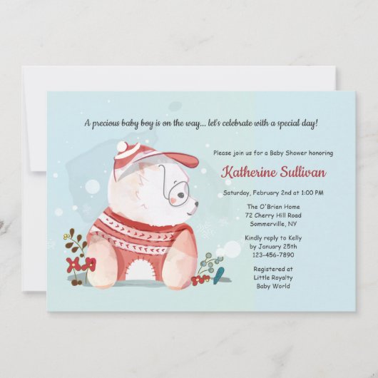 Welpenhund mit Brille Babydusche Einladung (Vorderseite)