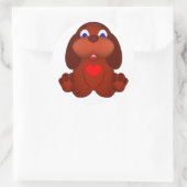 Welpenhund mit rotem Herzen Runder Aufkleber (Tasche)