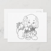 Welpenhund mit Strickarbeit braucht Garnfärberseit Postkarte (Vorne/Hinten)