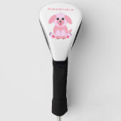 Welpenhund Niedlicher Cartoon Rosa Personalisiert Golf Headcover (Vorderseite)