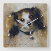 Welpenhund, Renoir Quadratische Wanduhr (Vorderseite)