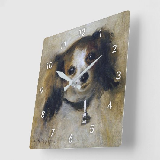 Welpenhund, Renoir Quadratische Wanduhr (Winkel)