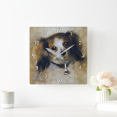 Welpenhund, Renoir Quadratische Wanduhr (Zuhause)