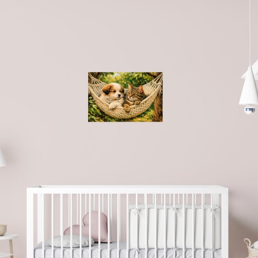 Welpenhund und Kätzchen, Poster (Kinderzimmer 2)