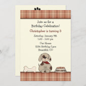 Welpenhund zum Geburtstag Einladung für Jungen (Vorne/Hinten)