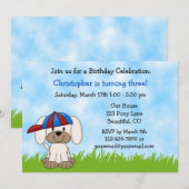 Welpenhund zum Geburtstag Einladung für Jungen (Vorne/Hinten)