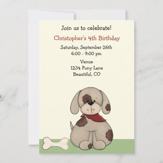 Welpenhund zum Geburtstag Einladung für Jungen (Vorderseite)