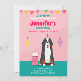 Welpenhund zum Geburtstag rosa Einladung, bearbeit Einladung