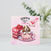 Welpenhund zum Valentinstag Feiertagskarte (Stehend Vorderseite)