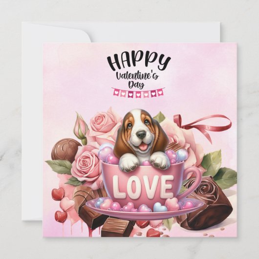 Welpenhund zum Valentinstag Feiertagskarte (Vorderseite)