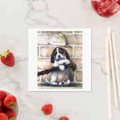 Welpenhund zum Verkauf niedliche Vintage Abbildung Serviette (Beispiel)