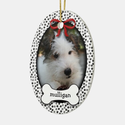 Welpenhundin Weihnachten oder Gedenk Keepake Keramikornament (Links)