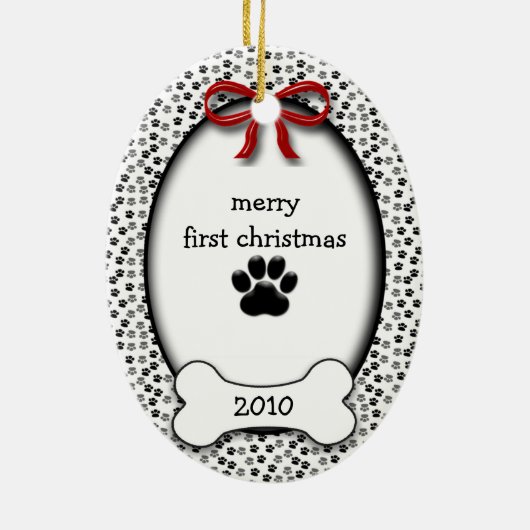 Welpenhundin Weihnachten oder Gedenk Keepake Keramikornament (Hinten)