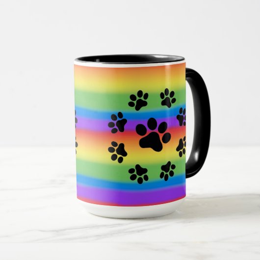 Welpenpaare auf einer Rainbow-Background-TASSE Tasse (VorderseiteRechts)