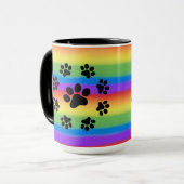 Welpenpaare auf einer Rainbow-Background-TASSE Tasse (Vorderseite Links)