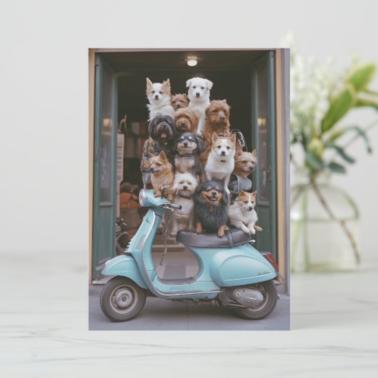 Welpenpackung Vespa Adventure Einladung (Stehend Vorderseite)