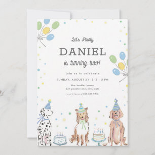 Welpenparty Blau Jungen Geburtstag Einladung