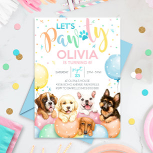 Welpenparty-Einladung Hund-Einladung Mädchen Einladung