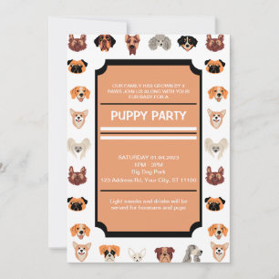 Welpenparty, Neue Welpenparty, Hundegeburtstag Einladung