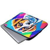 Welpenportrait: farbenfrohe Junge Laptopschutzhülle (Vorne Knopf)